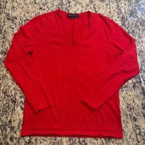 Tommy Hilfiger V-Neck Sweater in Vibrant Red